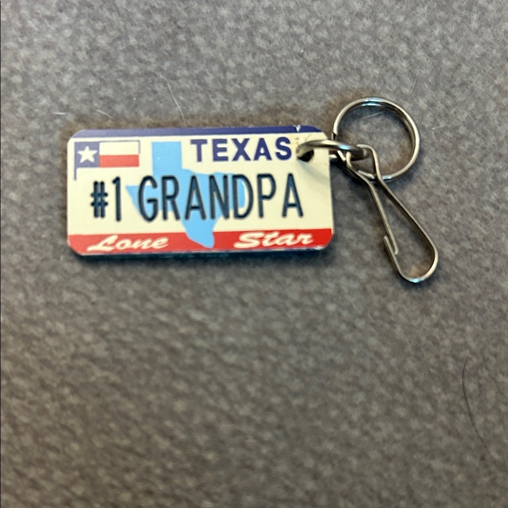 #1 Grandpa Texas License Plate Keychain